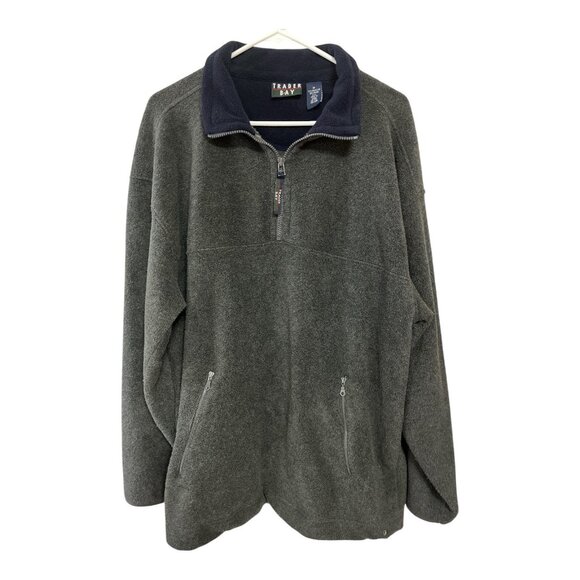 Lot of 2 Vintage Trader Bay Men’s Fleece Pullovers – Navy & Gray Half-Zip - Picture 3 of 5